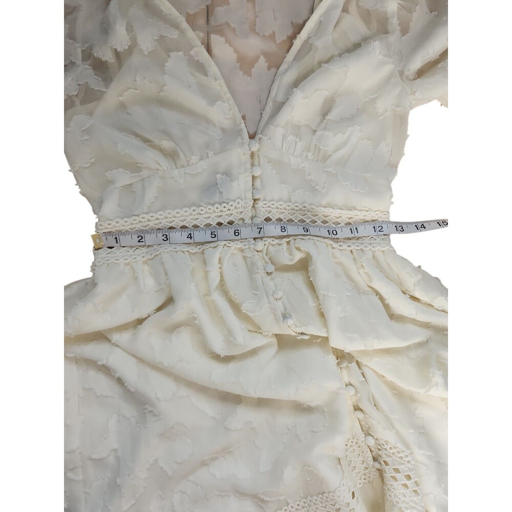 Asos Design Tiered Deep V-neck Maxi Dress Womens 2 Cream Ethereal Coquette Sheer - Picture 9 of 11